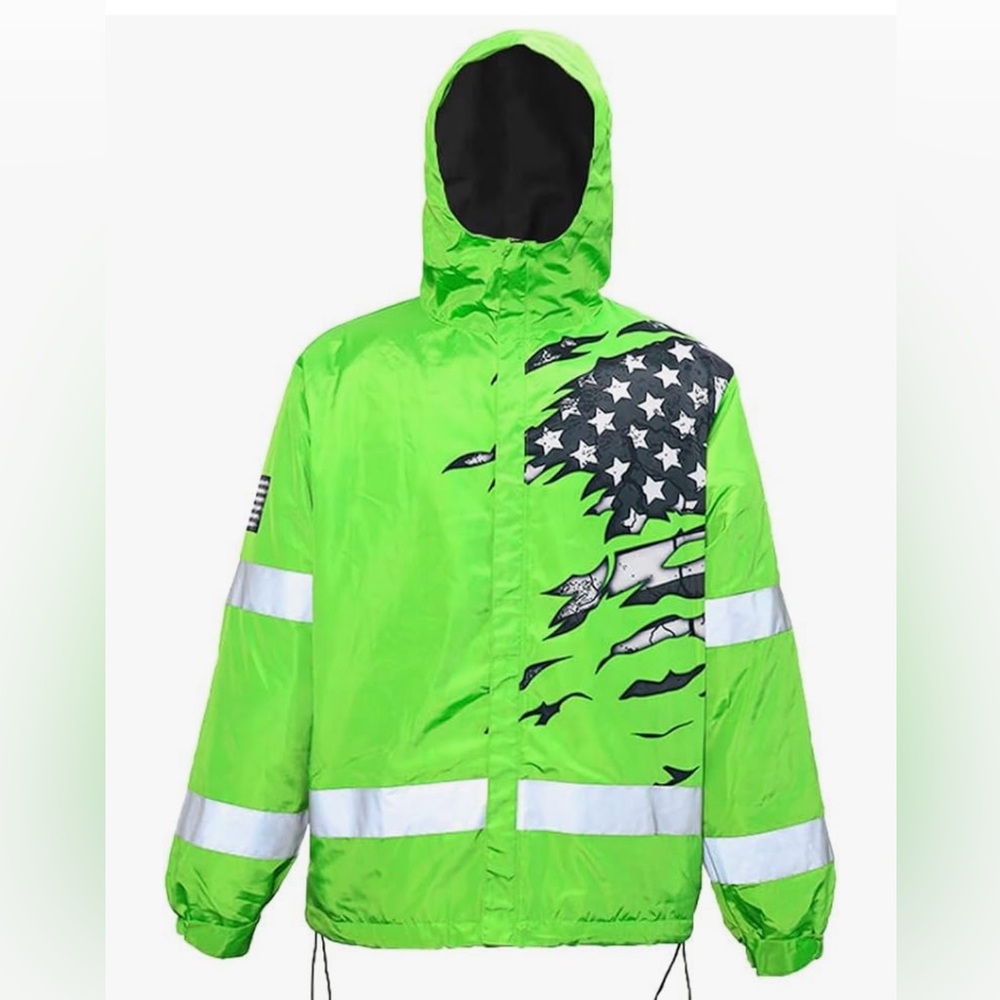 Men/Woman Reflective Patriotic Waterproof Safety Jacket Size Small